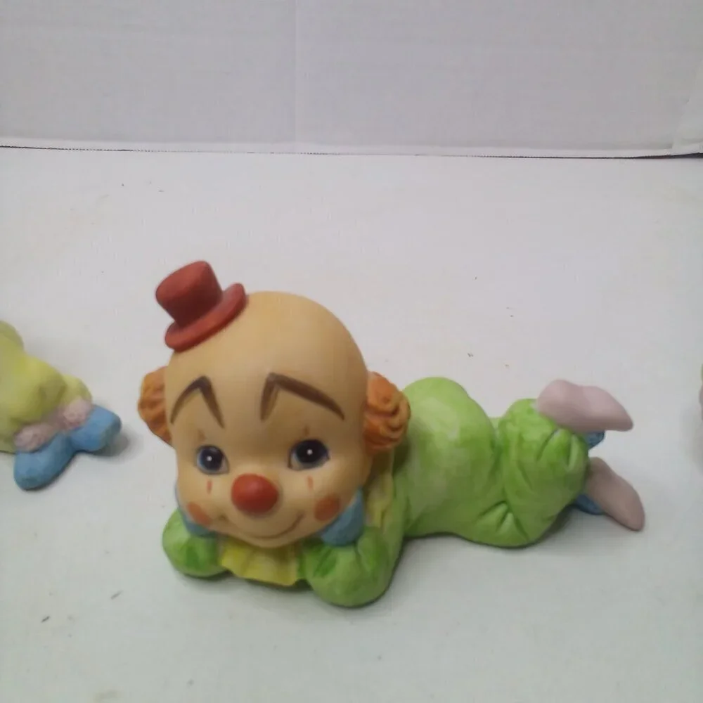 Vintage Ceramic Baby Clowns Lot of 3 Figurine Painted Shelf Sitter